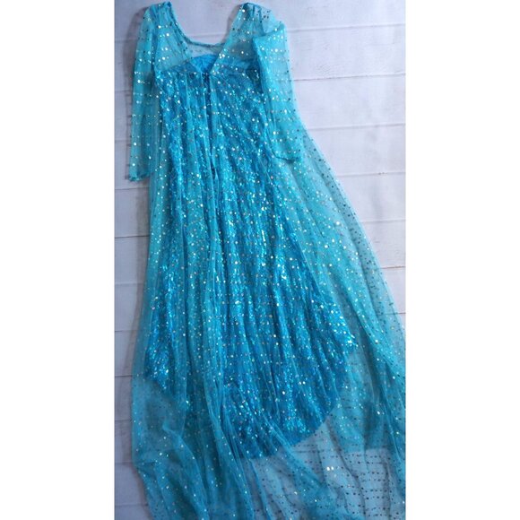 Jerris Frozen Elsa Girls Blue Sequin Princess Dress – Size 150 (US Girls 10-12) - Picture 5 of 7